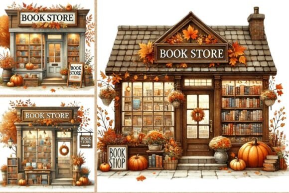 Download Autumn Book Shop Clipart Bundle - Book Collection