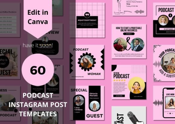 Download 60 Podcast Social Media Canva Templates - Media Collection