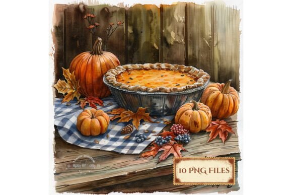 Download Autumn Pumpkin Pie Watercolor Scrapbook - Book Collection