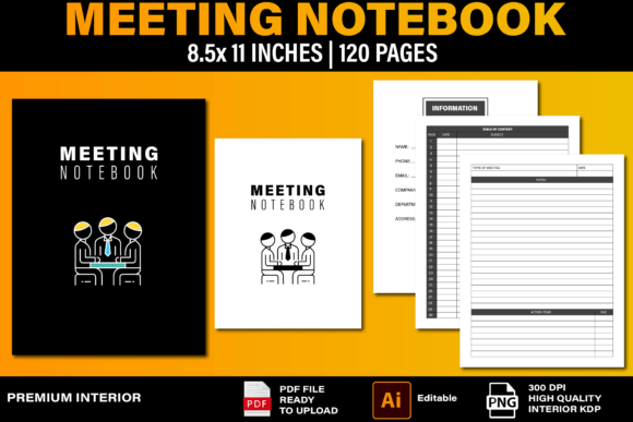 Download Meeting Notebook Planner KDP Interior - Book Collection
