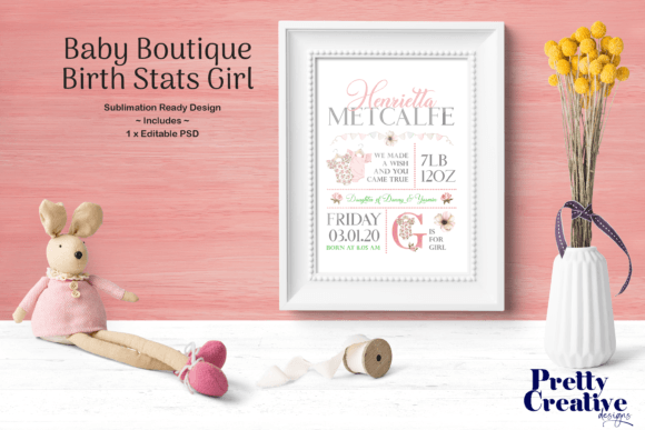 Download Baby Boutique Birth Stats Pink - Boutique Collection