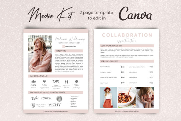 Download Blogger Media Kit Template for Canva - Media Collection