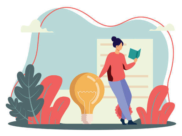 Download Clever Illustration by Reading a Book - Book Collection